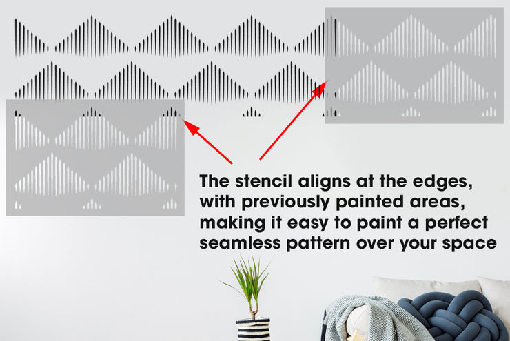 PYRAMID Wall Pattern Stencil, Primitive Boho Style Wall Decor