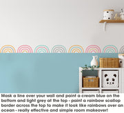 RAINBOWS BORDER Stencil, Nursery or Kids Room Wall Decor