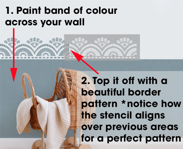 SCALLOP LACE Wall Border Stencil