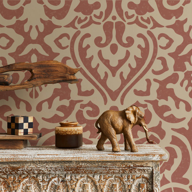 SHURA DAMASK Wall Pattern Stencil