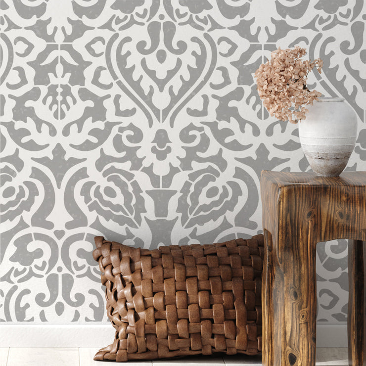 SHURA DAMASK Wall Pattern Stencil