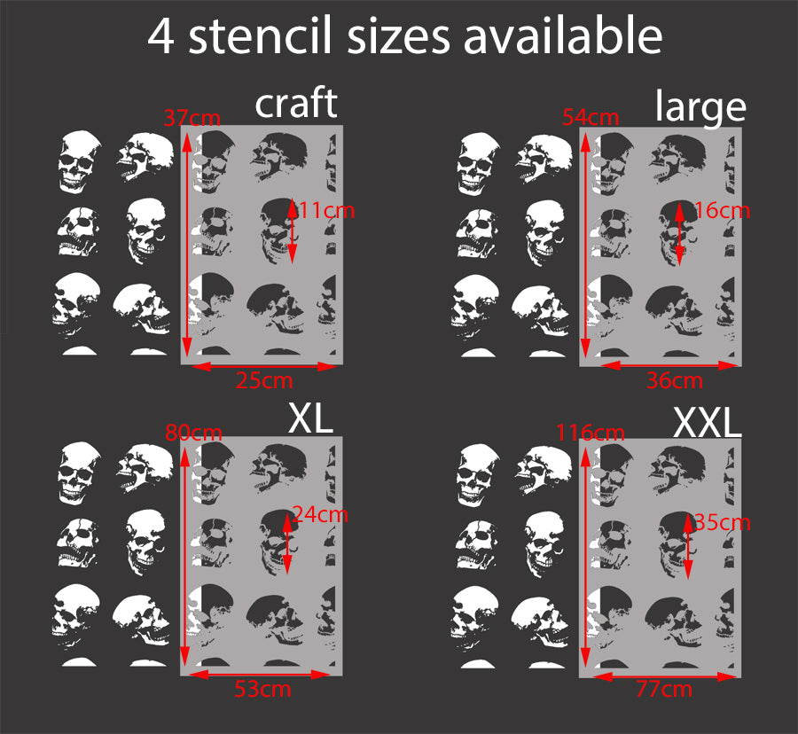 SKELETAL Skulls Pattern Wall Decor Stencil, Gothic Wall Decor Stencil ...
