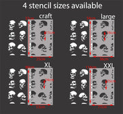 SKELETAL Skulls Pattern Wall Decor Stencil, Gothic Wall Decor Stencil