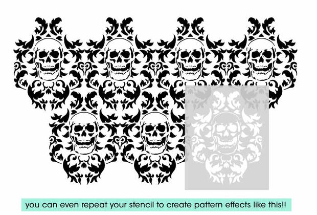 Skull Damask Pattern Stencil