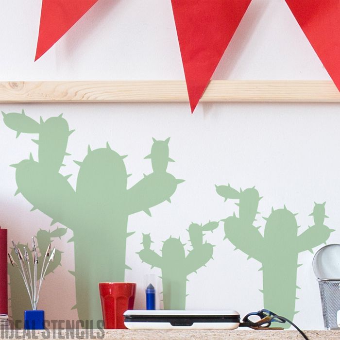 Spiky Cactus Silhouette Stencil