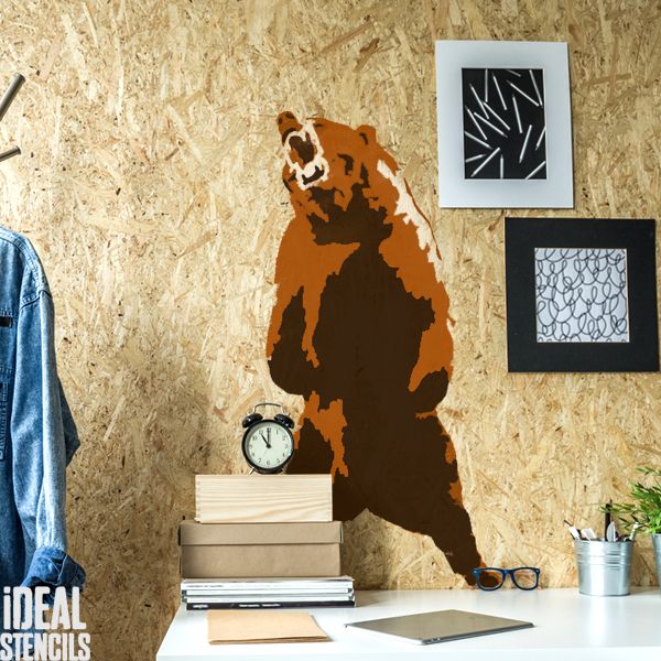 Standing Grizzly Bear 2 layer Stencil