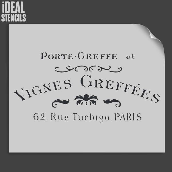 Stencil vintage French - VIGNES GREFFEES