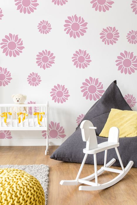 Sunflower nursery wall stencil