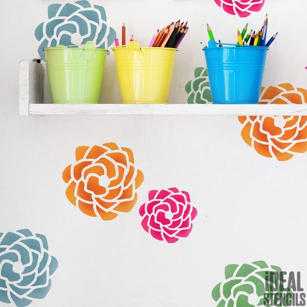 Swirl Rose Wall Stencil