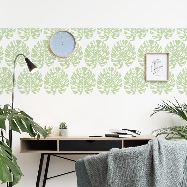 Monstera Tropical Leaf Pattern Wall Stencil