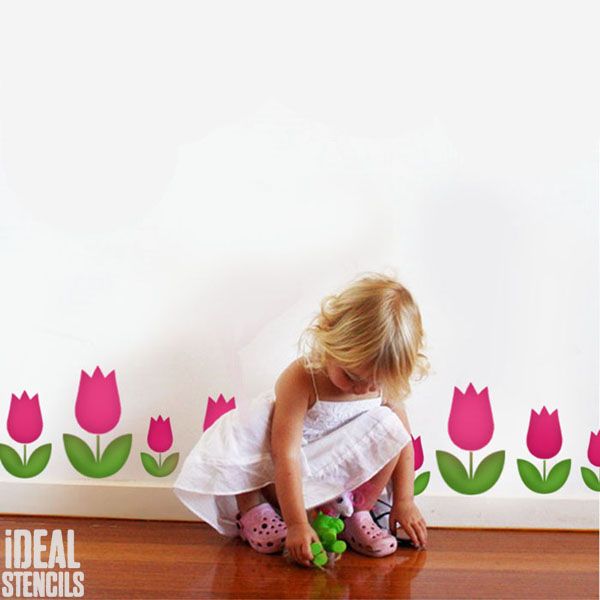Tulip flower nursery stencil