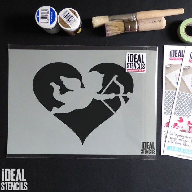 Valentines Cupid & heart Stencil