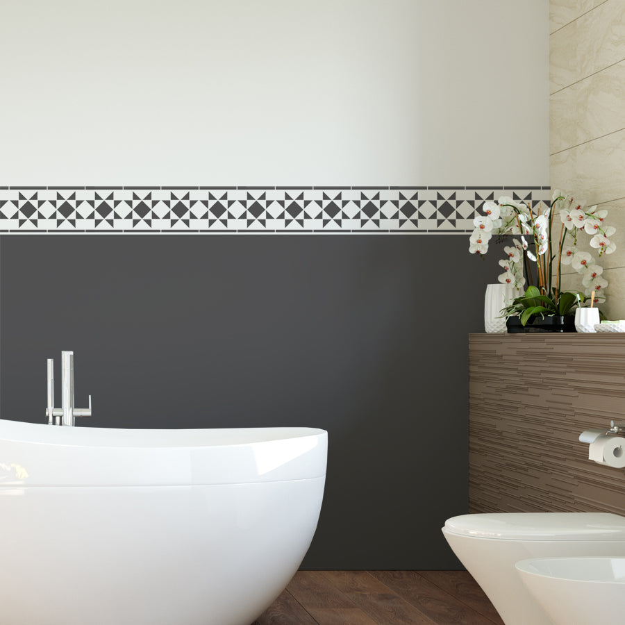 Chelsea Tile VICTORIAN BORDER STENCIL, Vintage Tile Effect Border Patt ...