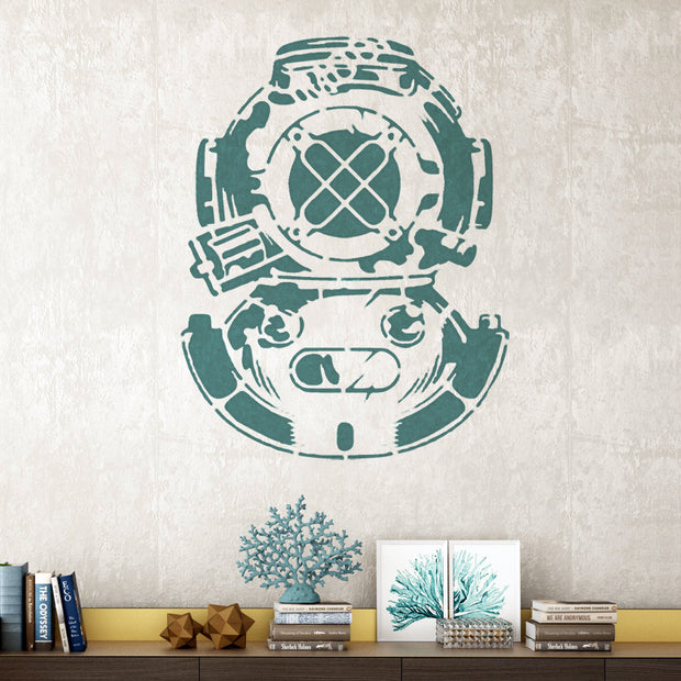 VINTAGE DIVING HELMET Stencil  - Nautical Wall Art Painting Stencil