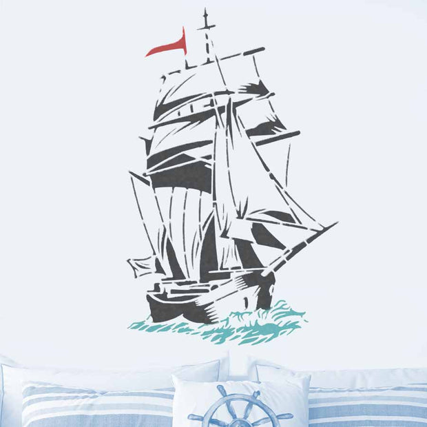 SHIP GALLEON VINTAGE Art Stencil | Nautical Sailing boat Large Painting Stencil