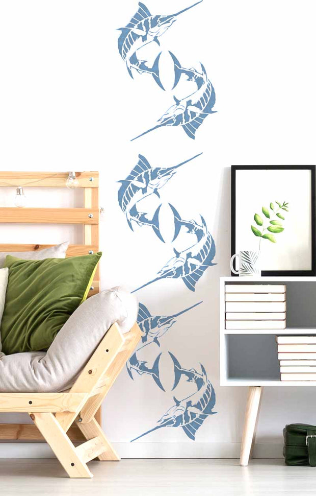 SWORDFISH Wall Art Stencil | Sea Creature Large Painting Stencil