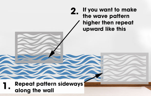 Rectangular Wave Roll Pattern Rough Waves Ocean Stencil | Nautical | Ideal Stencils – IdealStencils