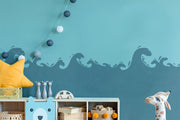 STORMY SEA Wave Wall Border Stencil