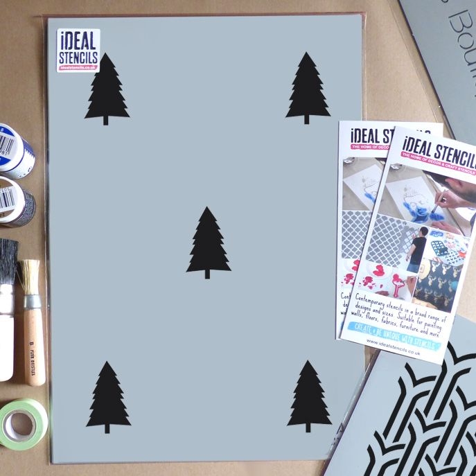 Woodland Scandinavian style trees stencil